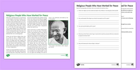 Religion, Peace and Conflict: Religious People Who Have Worked for Peace