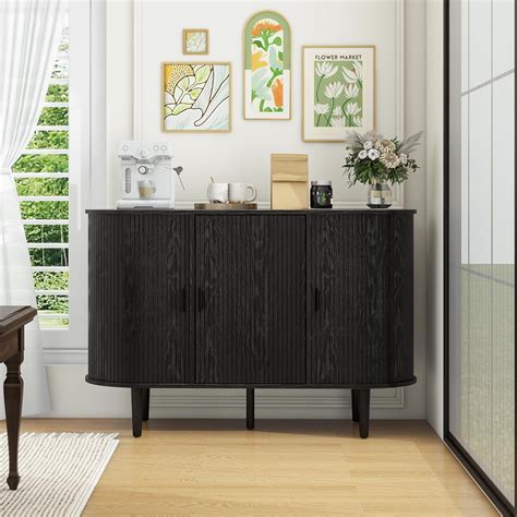 47" Sideboard Storage Cabinet with Solid Wood Leg，Modern Accent Cabinet ...