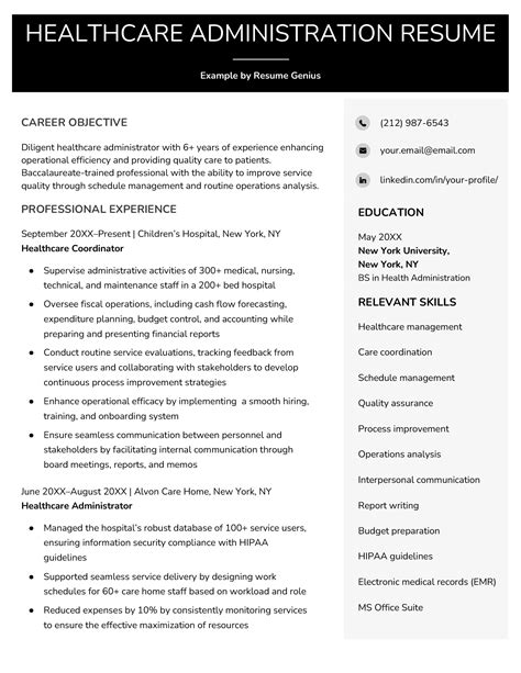 2 Healthcare Administration Resume Examples [+Free Template]