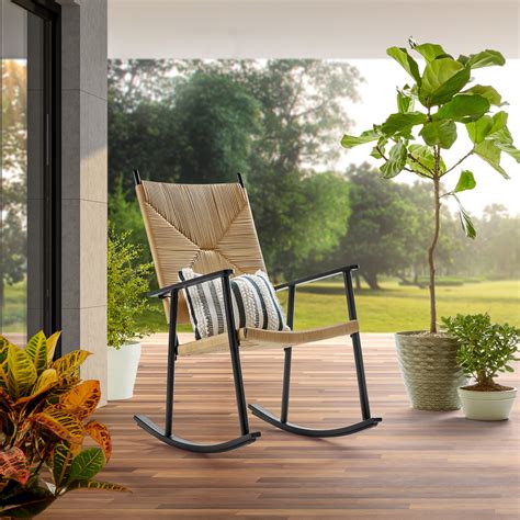 Better Homes & Gardens Ventura Outdoor Steel Rocking Chair, Natural ...