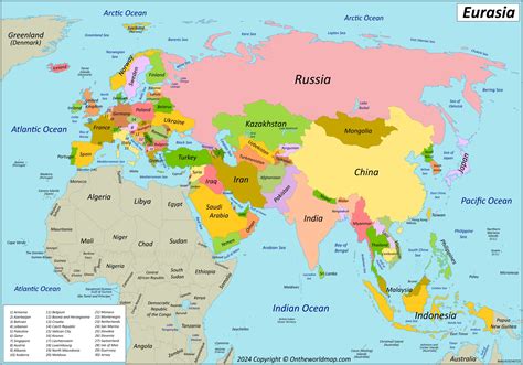 Map of Eurasia | List of Countries of Eurasia Alphabetically