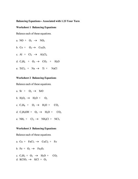 Image result for Balancing Equations Practice Problems