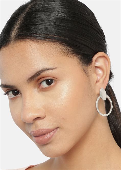 Get Textured Silver Stud Drop Earrings at ₹ 300 | LBB Shop