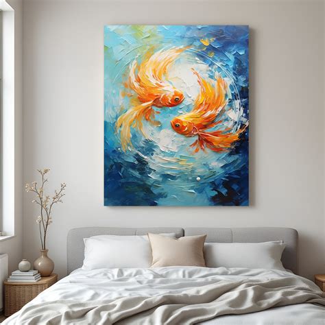 Abstract Gold Fish Vastu Wall Art – Canvas for Wealth & Luck – CIPHER ...