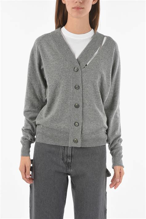 Maison Margiela MM4 cut-out detail cashmere cardigan women - Glamood Outlet