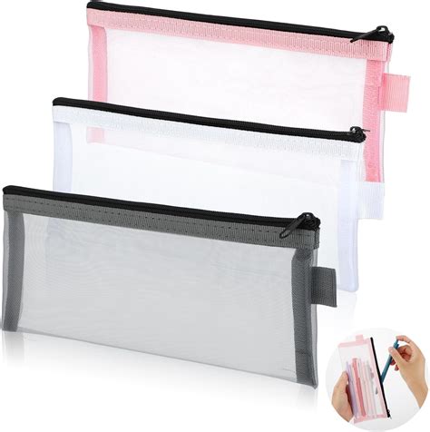 Amazon.com: YUXIANLB 3 Pieces Clear Pencil Pouch, Nylon Mesh Pencil ...