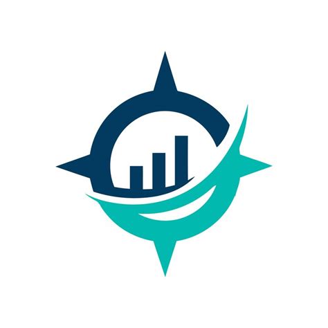 Financial navigation compass and chart icon for business growth ...