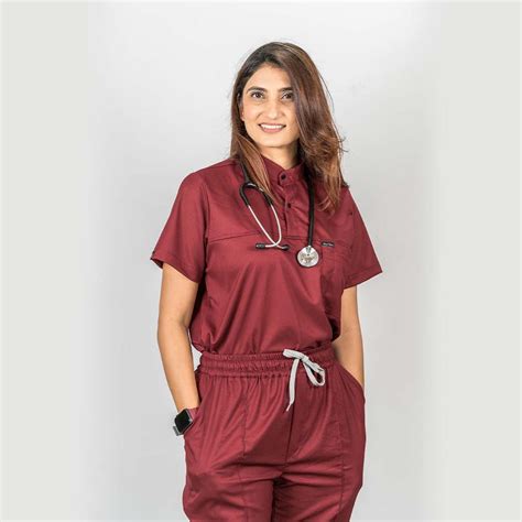 Pro-fit High neck deep red scrubs – MedTogs Healthcare Apparel LLP