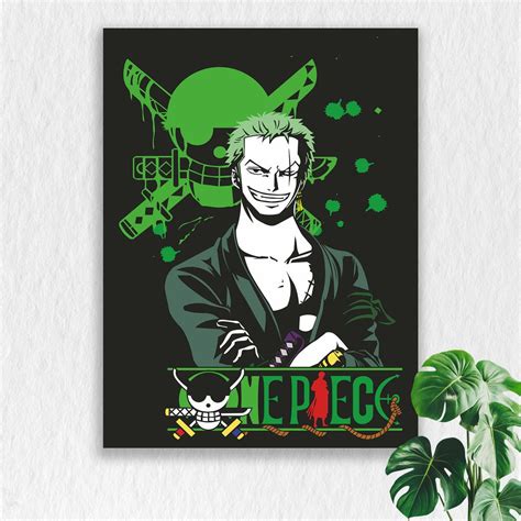 Self Adhesive Textured Vinyl Poster - One Piece Roronoa Zoro with Swor ...