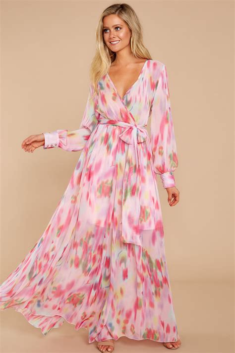 Retro Pink Floral Maxi Dress at Rebecca Bowens blog