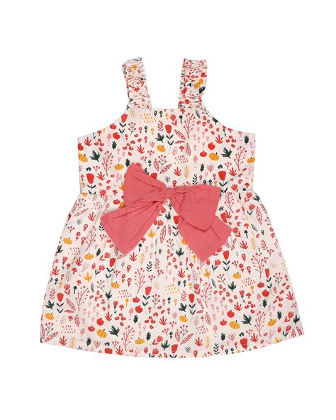 Kicks & Crawl Pink Frock Dress-Bow & Flowers-Cotton-For Infants-Extra 5 ...