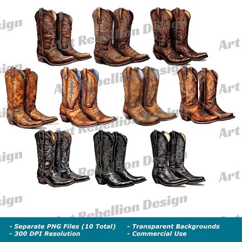 Cowboy Boots Clipart Traditional Style Country Western Boots Clip Art ...