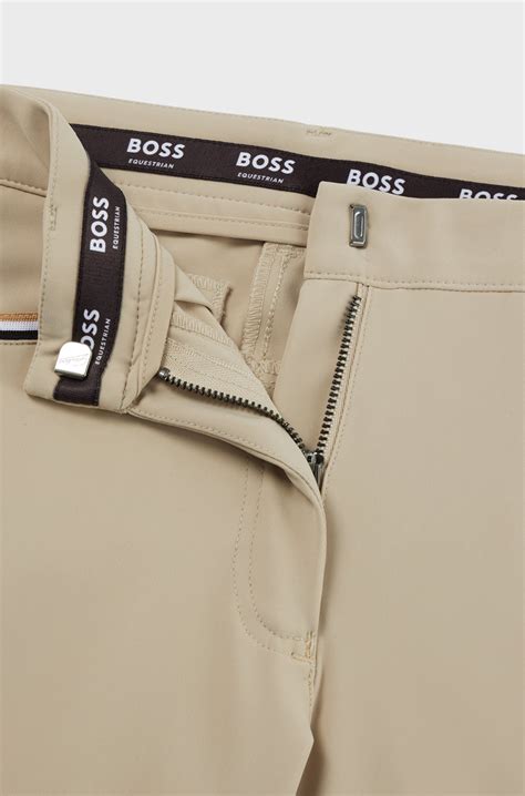 BOSS - Equestrian knee-grip breeches in power-stretch material - Beige