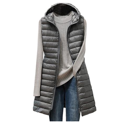 RYDCOT Long Puffer Vest Women with Hood Lightweight Women Winter Warm ...