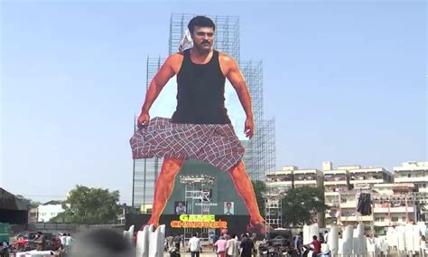 Actor Ram Charan’s 256-foot cutout unveiled in Vijayawada
