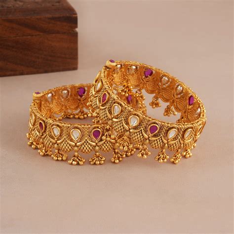 Beautiful kundan antique gold stone bangle set I COD Available ...