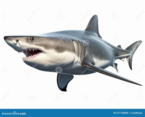 A Predator Great White Shark Swimming in the Ocean Coral Reef Shallows Just Below the Water Line ... - predators of great white sharks
