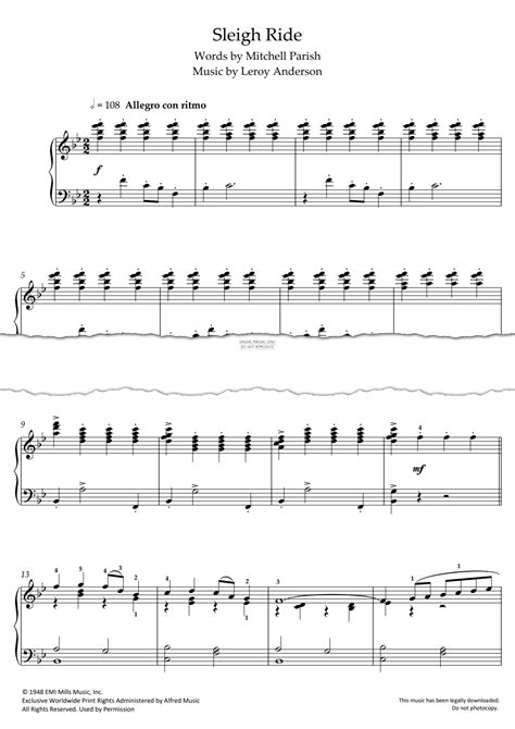 Sleigh Ride (Leroy Anderson) | Sheet Music: Piano | PDF Download