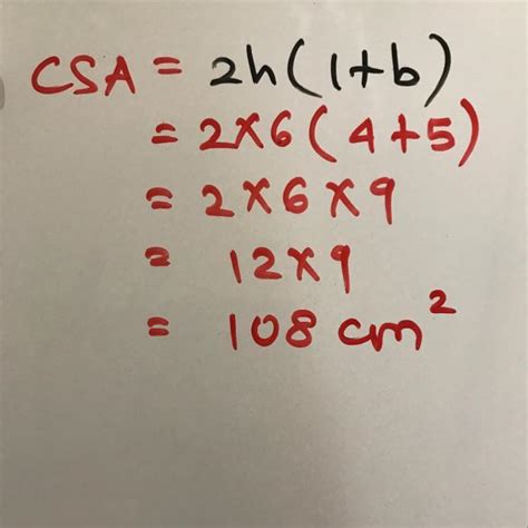 find the CSA of cuboid l= 4cm b=5cm h=6cm - Brainly.in
