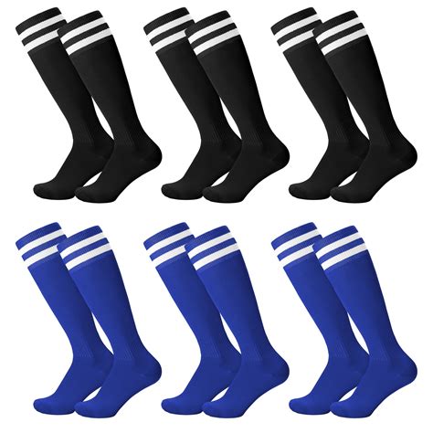 HEQUSIGNS 6 Pairs Kids Soccer Socks, Youth Knee Socks, Unisex Anti-slip ...