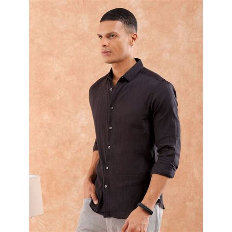 Buy The Indian Garage Co Men Slim Fit Solid Full Sleeves Cutaway Collar ...