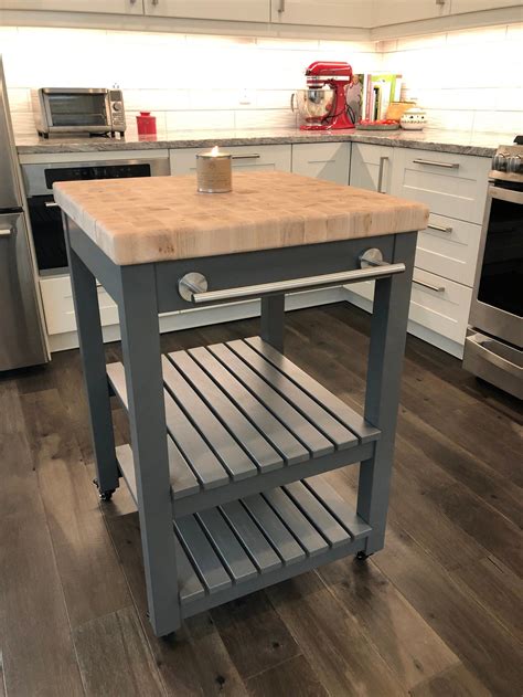 Marvelous Small Kitchen Cart With Butcher Block Top Island Height Bench