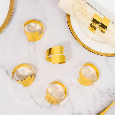 Urbane Gold Napkin Rings (Set of 6) | Table Napkin Rings | Set of ...