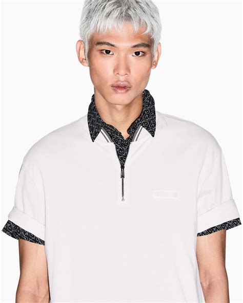 Pique polo shirt with zip | Armani Exchange