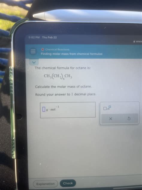 Solved The chemical formula for octane | Chegg.com