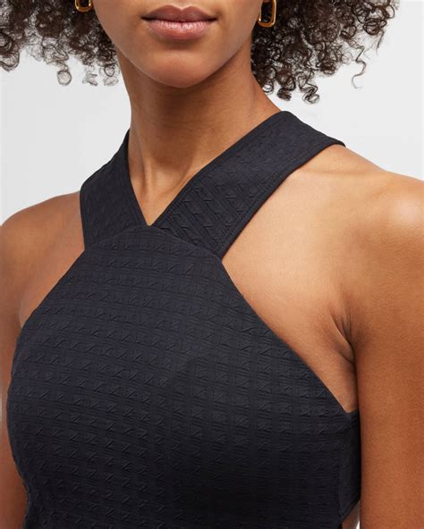 Shoshanna High-Neck One-Piece Swimsuit | Neiman Marcus