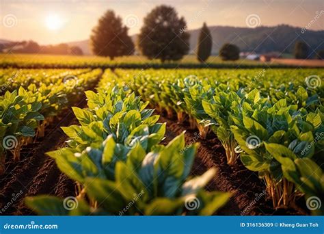 Modern Industrialized Agriculture Using Technology, Agritech Farming of Crops Stock Illustration ...
