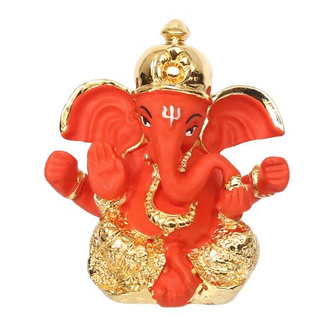 Gold Plated Orange Dhoti Ganesha Decorative Showpiece for Home/Temple ...