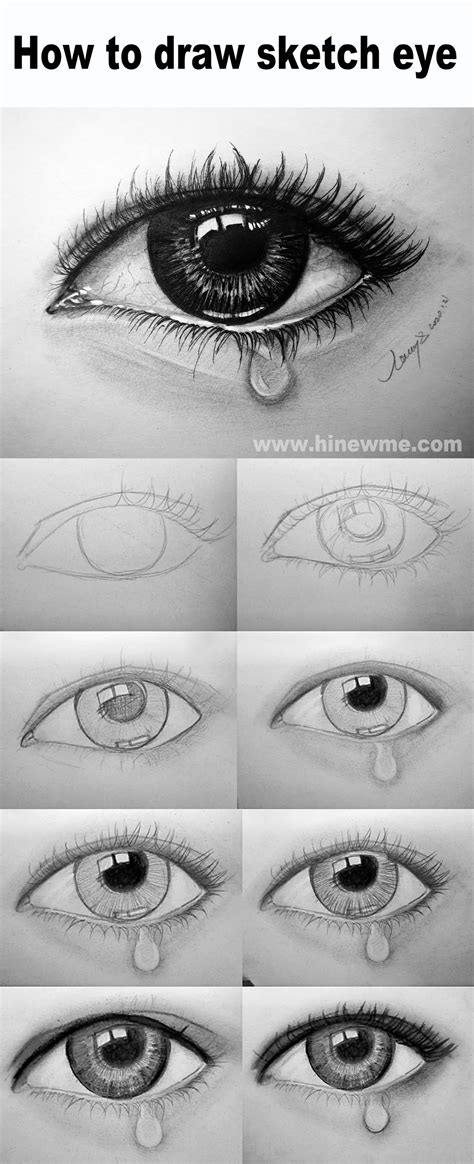 How to draw sketch crying eye step by step