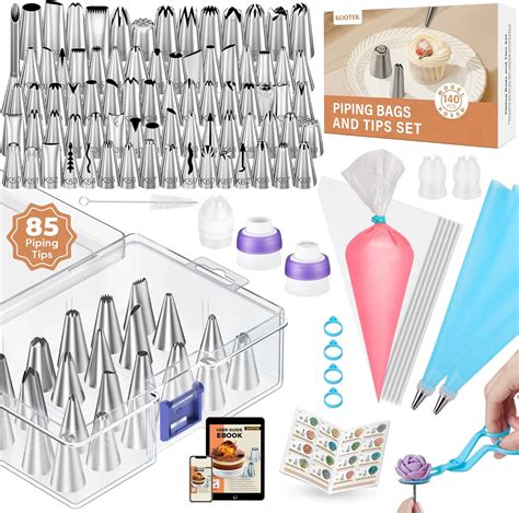 Amazon.com: Kootek 140Pcs Icing Piping Bags and Tips Set, Frosting ...