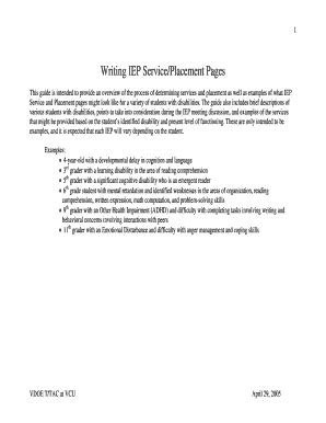 Fillable Online Writing IEP Service/Placement Pages Fax Email Print ...