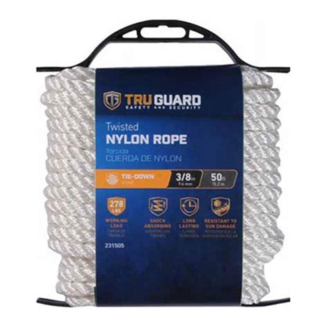 MIBRO Group 231505 0.37 in. x 50 ft. Tru-Guard White Twisted Nylon Rope ...
