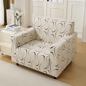 HOKIPO polyester 140gsm Fully Covered Sofa Cover 1 Seater, Natural ...