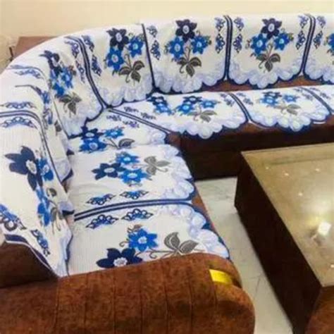 BALLEY L Shape Sofa Cover 7 Seater Stylish Modern Design (Blue ...