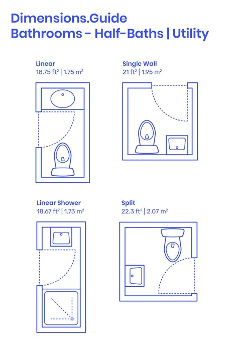 Half-Baths | Utility Bathrooms | Bathroom layout plans, Bathroom ...