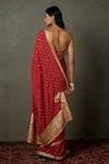 Buy Pink Silk Chinon Hand Embroidered Aari Saree With Unstitched Blouse ...