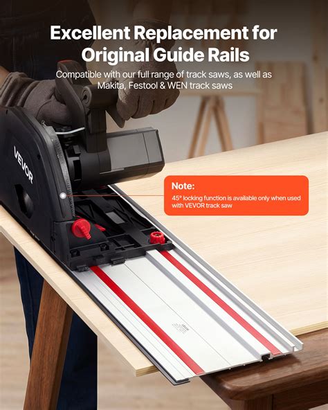 VEVOR Track Saw Guide Rail, 55-Inch Cutting Range, Kit Includes 2 x 27. ...