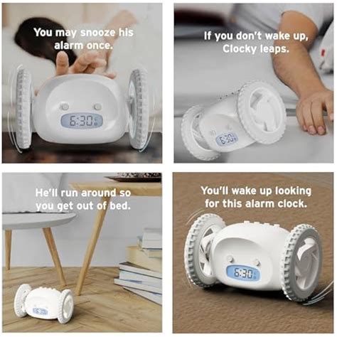 CLOCKY Black and White Loud Alarm Clock on Wheels Bundle India | Ubuy