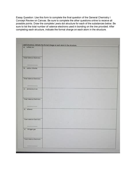 Lewis structure of compound - Essay Question: Use this form to complete ...