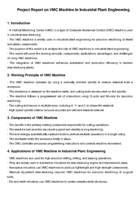 VMC Machine Project Report in Industrial Plant Engineering - Studocu