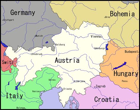 Map of Vienna Austria and surrounding area - Map of Vienna and surrounding area (Austria)