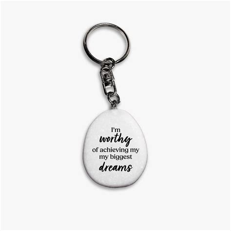 Affirmation Oval Marble Keychain Worthy – Motivational Gifts
