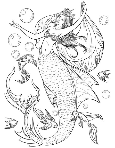 Difficult Mermaid Coloring Pages