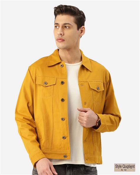 Buy Men's Mustard Yellow Solid Denim Jacket Online at Bewakoof
