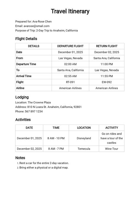 Interview Itinerary Examples 的图像结果