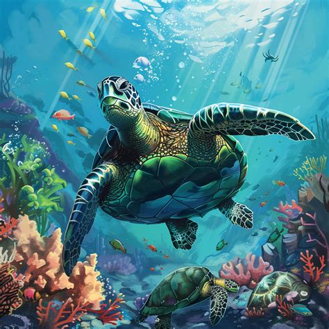 Sea Turtle Art Painting Free Stock Photo - Public Domain Pictures